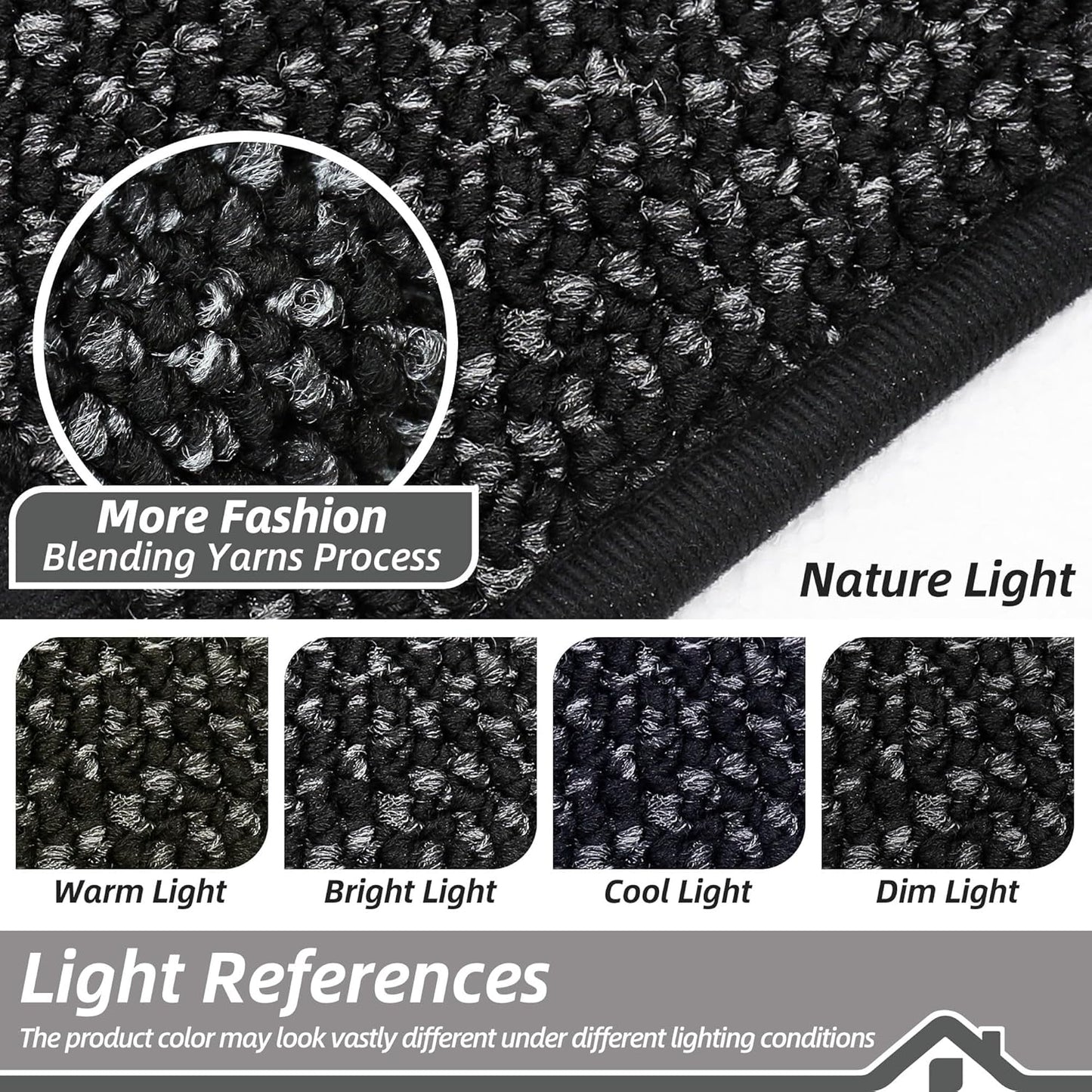 BEQHAUSE Kitchen Rugs and Mats 2PCS, Non-Slip Kitchen Mats for Floor, Absorbent and Stain Resistant Kitchen Runner, Machine Washable Rugs for Kitchen, Laundry & Sink, 24"x36"+24"x60", Black