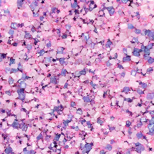 Sanding Sugar Edible Pink Glitter Stars Mix, Edible Purple&Pink Sugar Sprinkles for Cake Decorating, Sparkling Edible Pink Sanding Sugar for Cupcake Toppers Cookie Decorations For Wedding Party Celebrations 3.5oz (Purple)