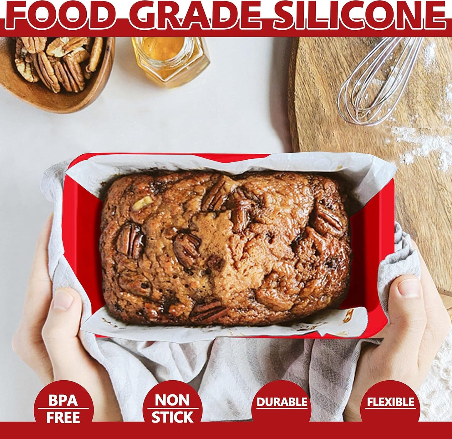 Anaeat Mini Reusable Silicone Bread Pan Set of 3, Non-Stick and Flexible, Safe and Environment Friendly, Multi-Purpose, Easy to Use and Clean, Brand Quality Guarantee