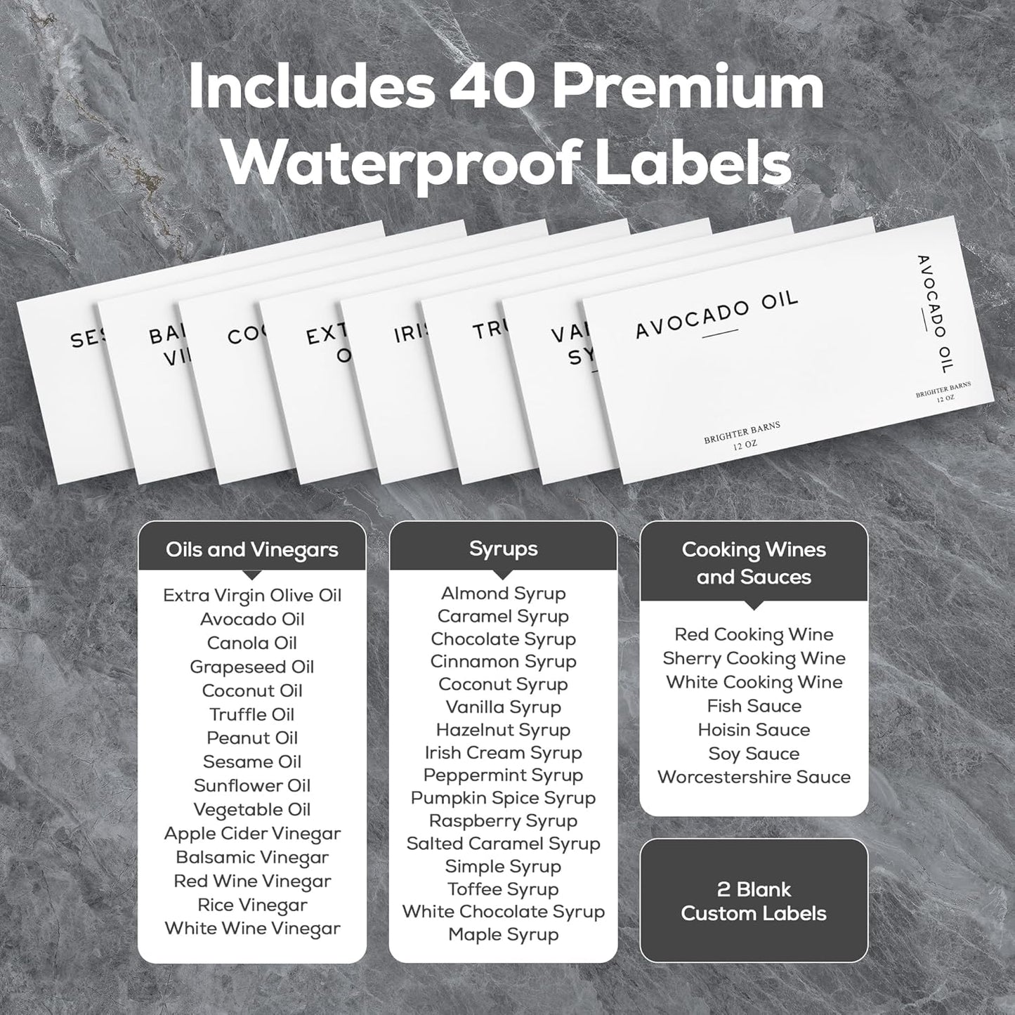 White Glass Olive Oil Dispenser Bottle for Kitchen by Brighter Barns - Avocado Oil Dispenser Set, Vanilla Syrup Bottle - Modern Decor, Gold Kitchen Accessories for Home, Airbnb, Cafe (White, Set of 2)