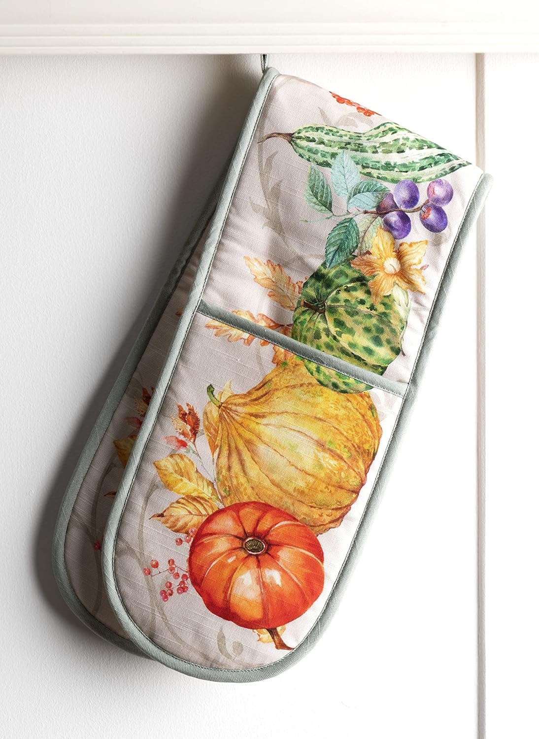 Maison d' Hermine Double Oven Mitts 100% Cotton 7"x35" Double Oven Mitt Heat Resistant BBQ Cooking Gloves with Loop, Baking, Grilling, Home, Kitchen, Handling Hot Pans (Lumina)