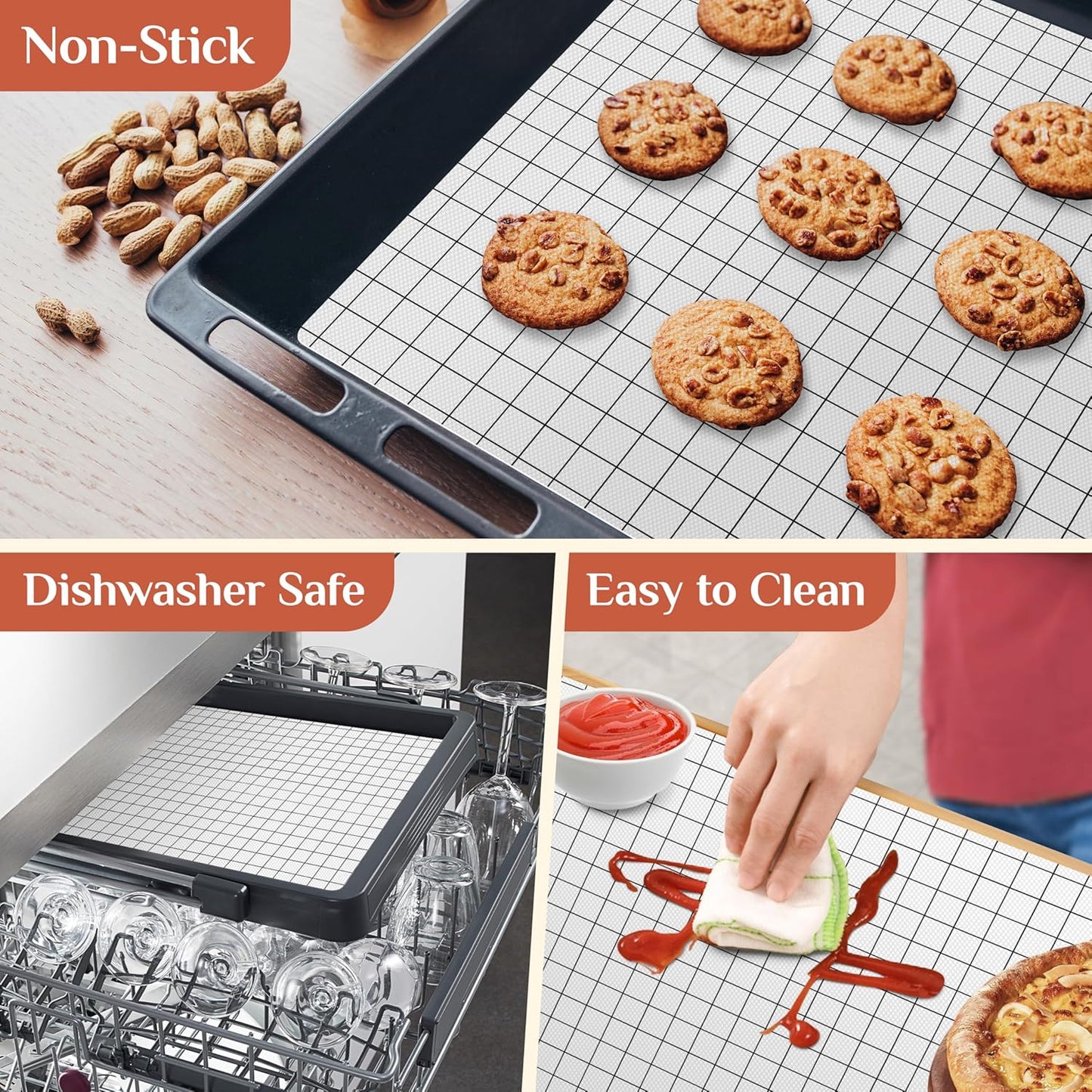 Silicone Baking Mat, 12 IN x 6 FT Free Cutting Baking Sheet,Non-Stick Reusable Dough & Pastry Mat,Non-Slip Silicone Mat Roll for Air Fryer Liner,Freeze Dryer,Oven Baking Pan,Kitchen Counter
