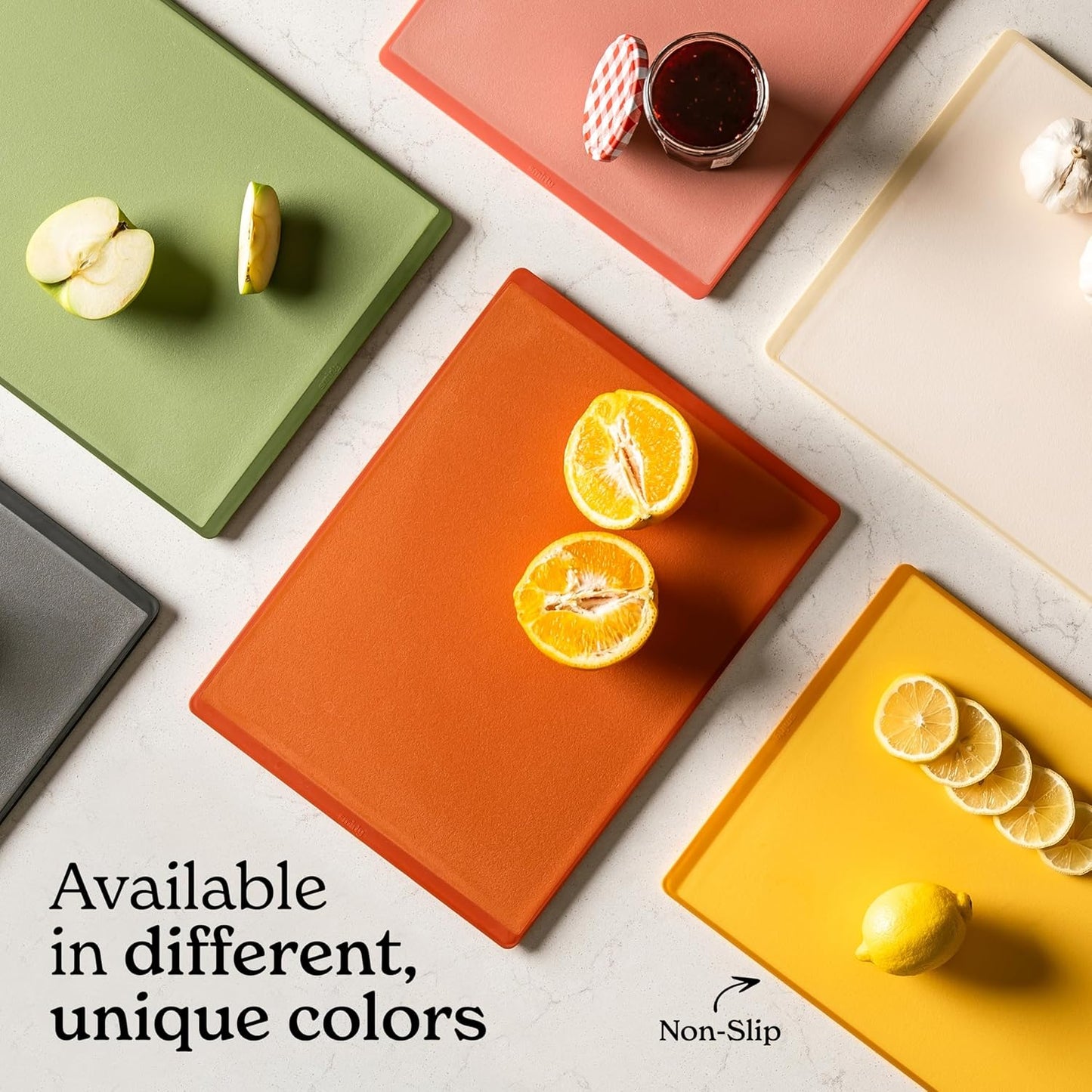 SMIRLY Plastic Cutting Board Set 3 Pieces, Non-Slip Dishwasher Safe Chopping Boards for Kitchen, Pink