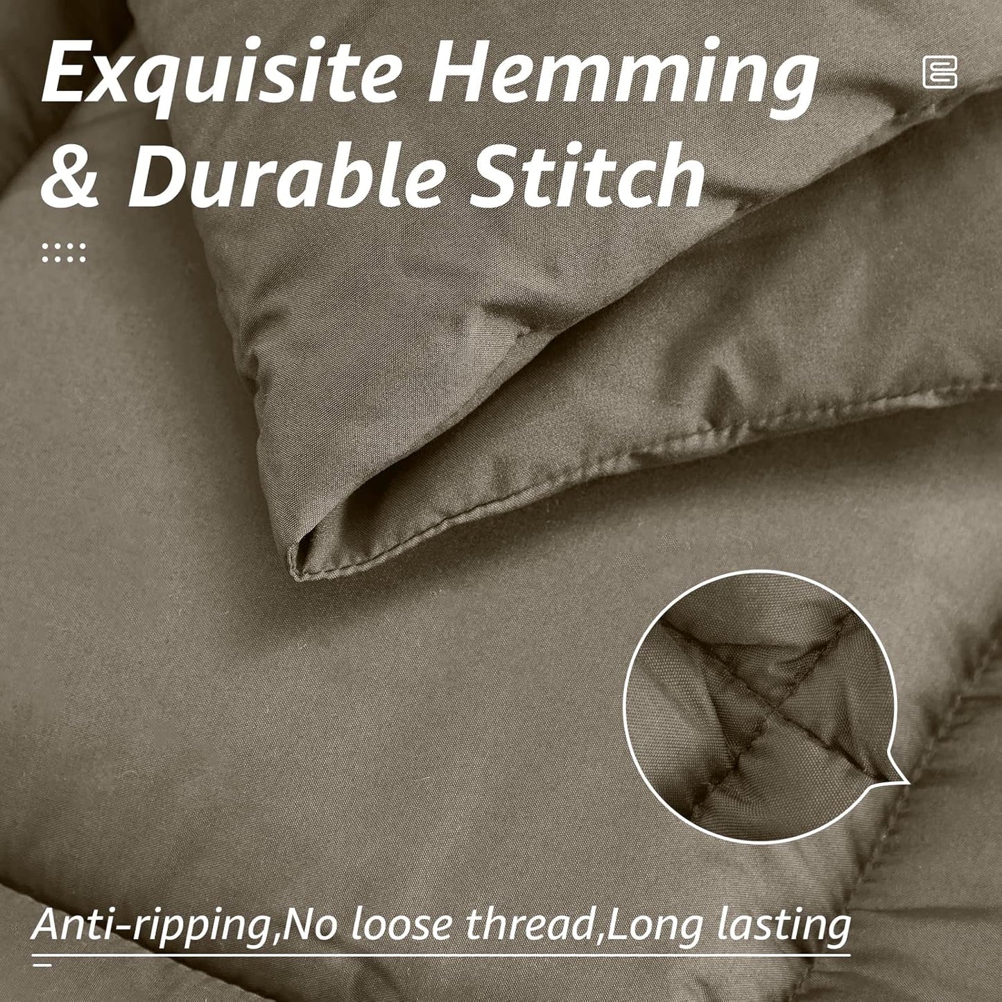 HYLEORY All Season Twin Size Bed Comforter - Cooling Down Alternative Quilted Duvet Insert with Corner Tabs - Winter Warm - Machine Washable - Taupe