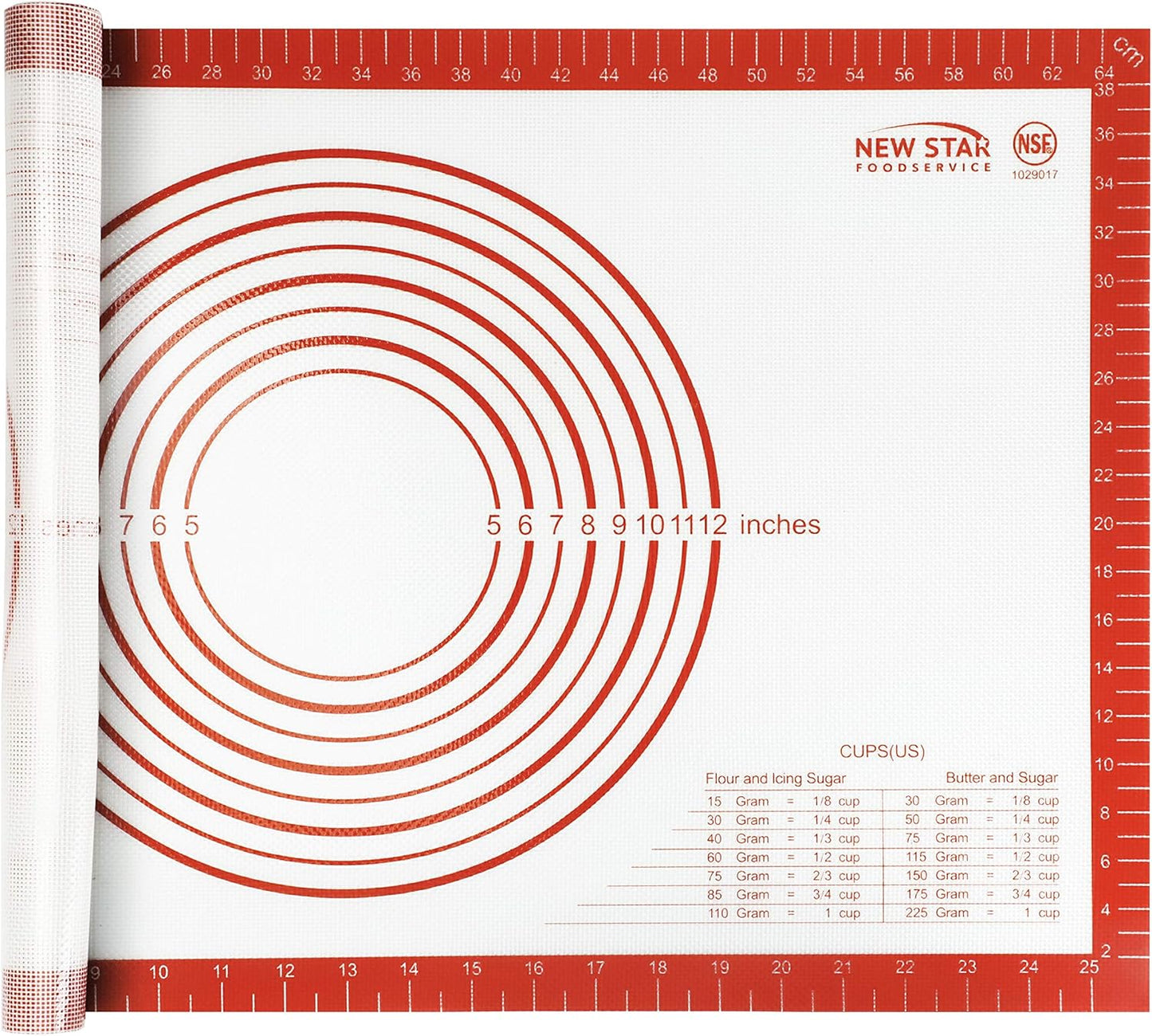 New Star 1029017 Non-Slip Silicone Pastry Mat, Extra Large with Measurements, 16x26'', NSF Certified