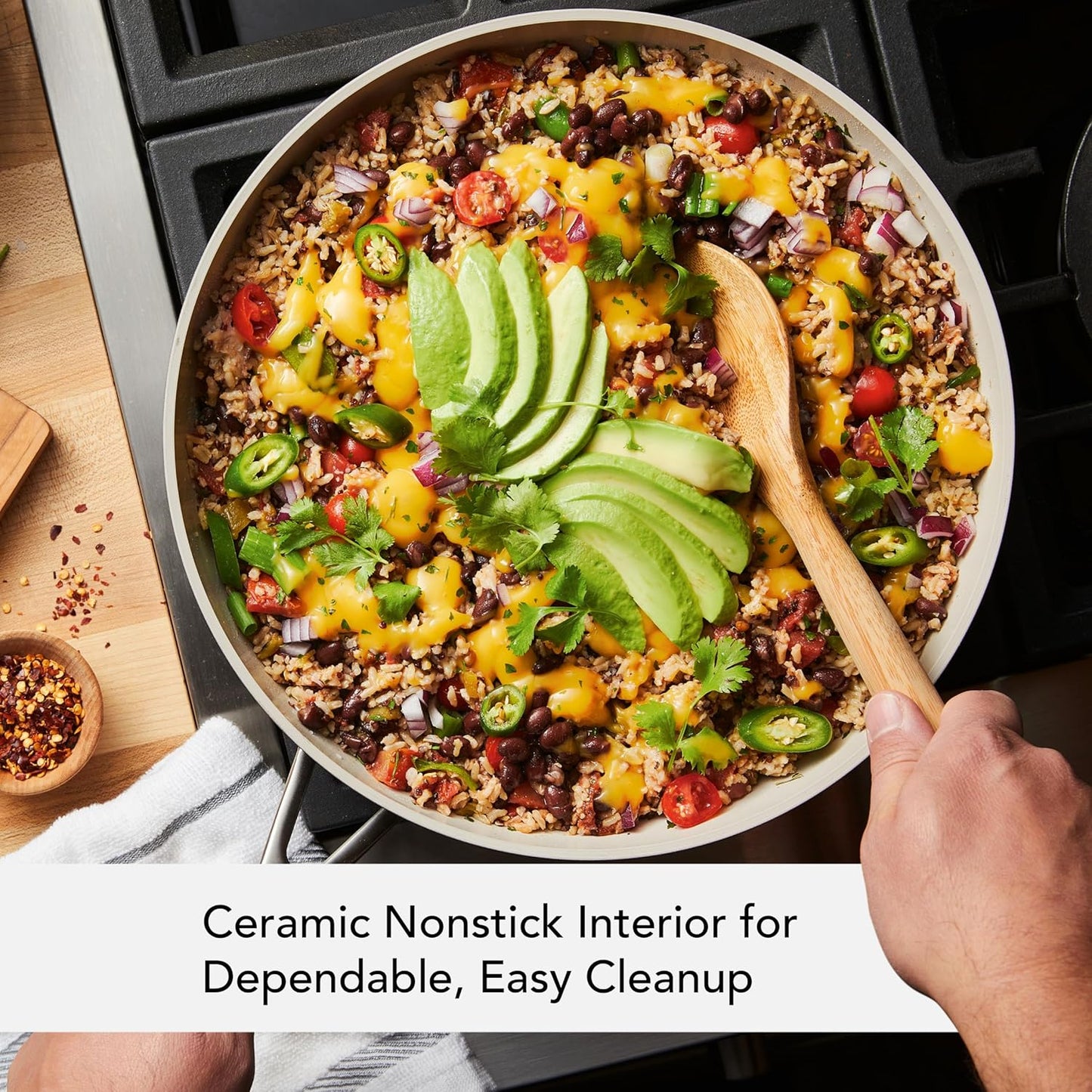 KitchenAid Hard Anodized Ceramic Nonstick Frying Pan/Skillet, 12.25 Inch, Matte Black