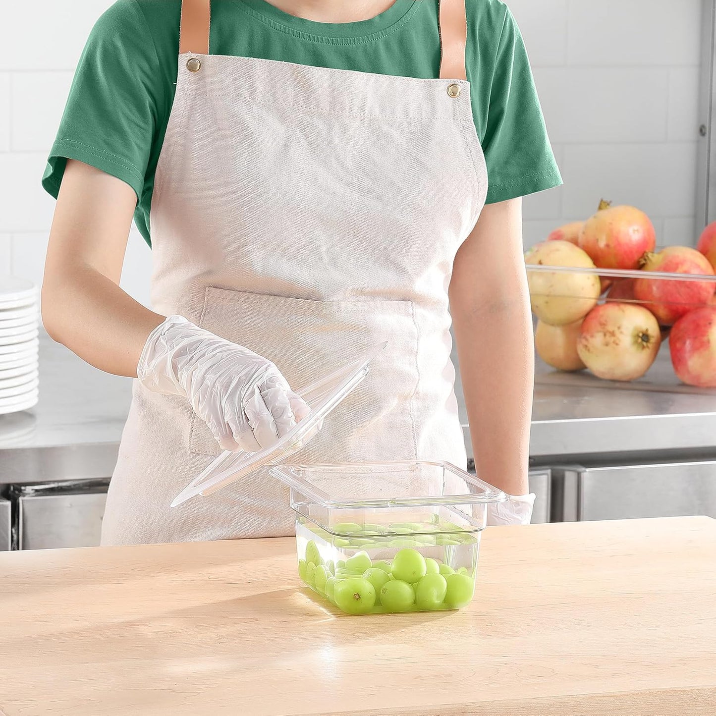 6 PCS Food Pan Lids 1/6 Size Polycarbonate Clear Pan Lids with Handle Food Storagge Container Cover for Commercial Restaurant Hotel Dishwasher Safety