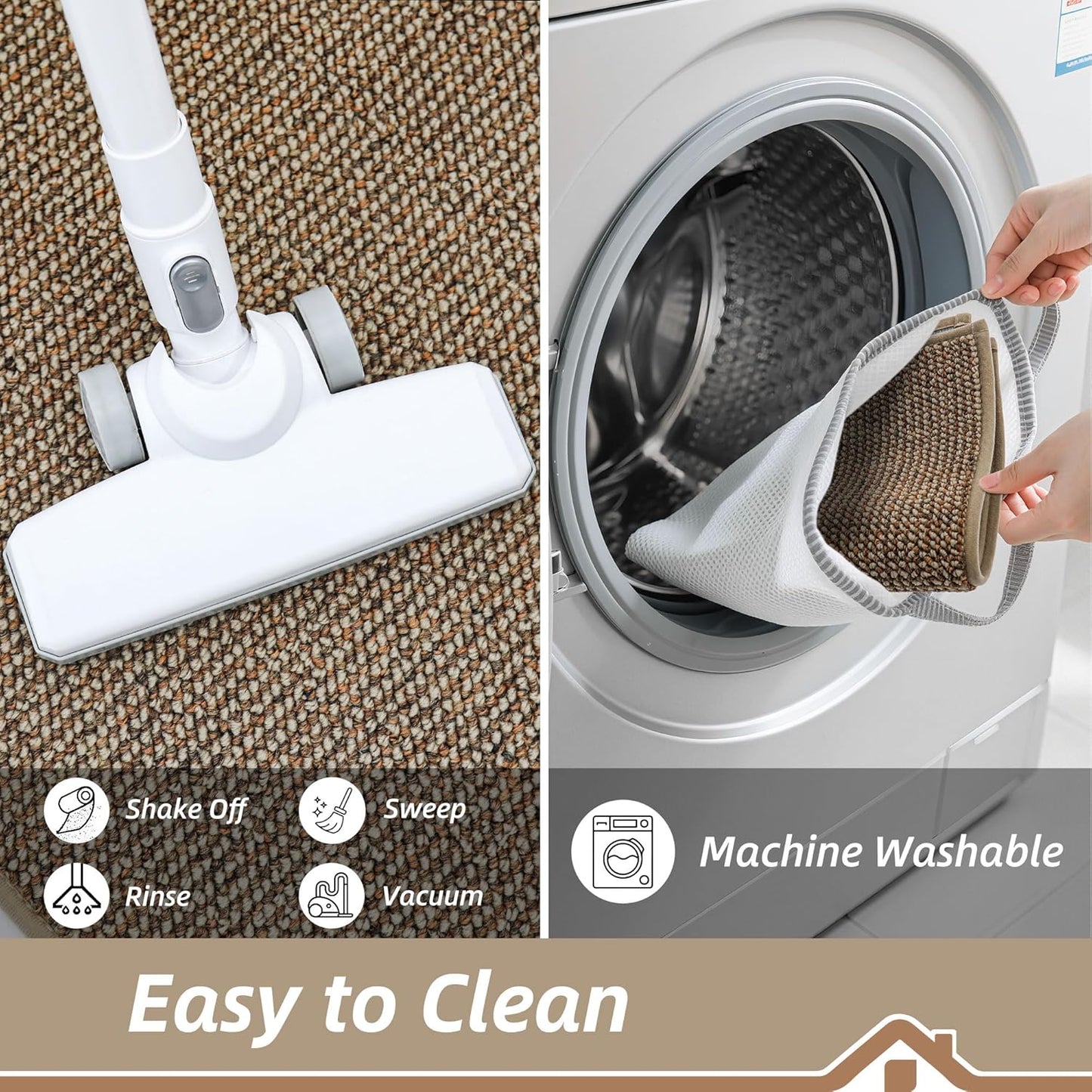 BEQHAUSE Kitchen Rugs 32"x48", Non-Slip Kitchen Mats for Floor, Super Absorbent and Stain Resistant Kitchen Rugs, Machine Washable Rugs for Kitchen, Hallway, Laundry & Sink, Taupe