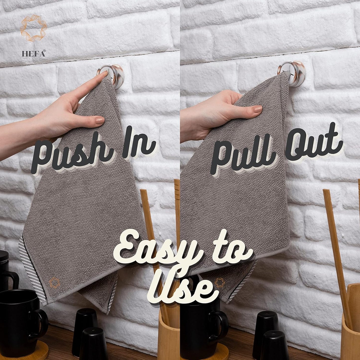 HEFA Towel Hooks, Dish & Hand Towel Holder, Kitchen Organization 8 Pack Eco