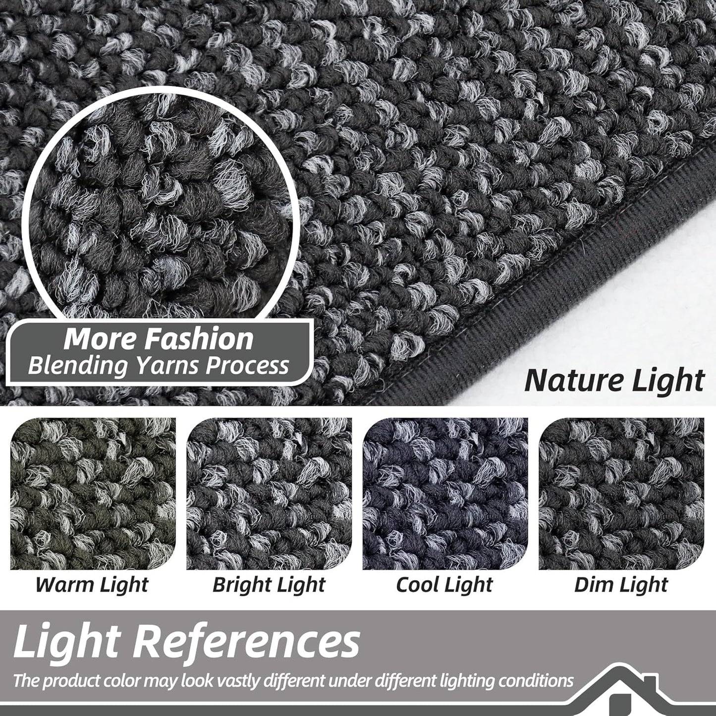 BEQHAUSE Kitchen Rugs and Mats 2PCS, Non-Slip Kitchen Mats for Floor, Absorbent and Stain Resistant Kitchen Runner, Machine Washable Rugs for Kitchen, Laundry & Sink, 20"x32"+20"x48", Charcoal