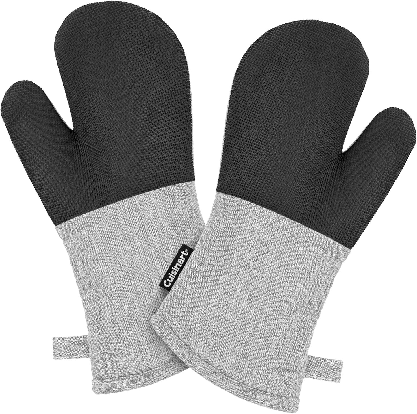 Cuisinart Kitchen Oven Mitts – Heat-Resistant Kitchen Mitts for Oven with Non-Slip Neoprene Palm, Long Cuff, and Cotton Filling – Durable Oven Gloves for Cooking, Baking, & Grilling (Chambray)