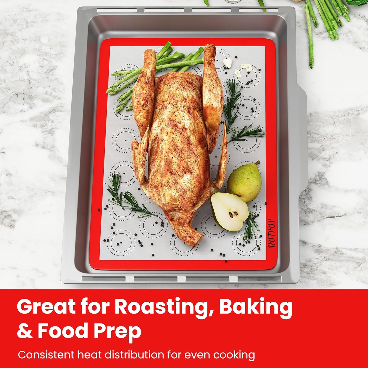 HOTPOP | Reusable Macaron Cookie Sheet, Non Stick Baking Mats, 0.75mm (2 Half Sheets , 2 Quarter Sheets), Set of 4