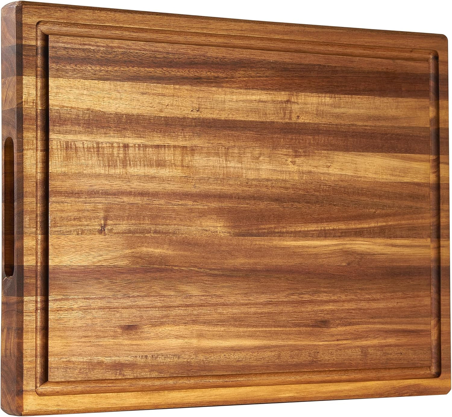 COZIFA- Large Cutting Board Wood Acacia - Thick Wooden Cutting Boards for Kitchen - Wooden Chopping Boards for Kitchen with Juice Groove, Inner Handle, Natural Oil Wax Finish - 17x12 x1.2inches