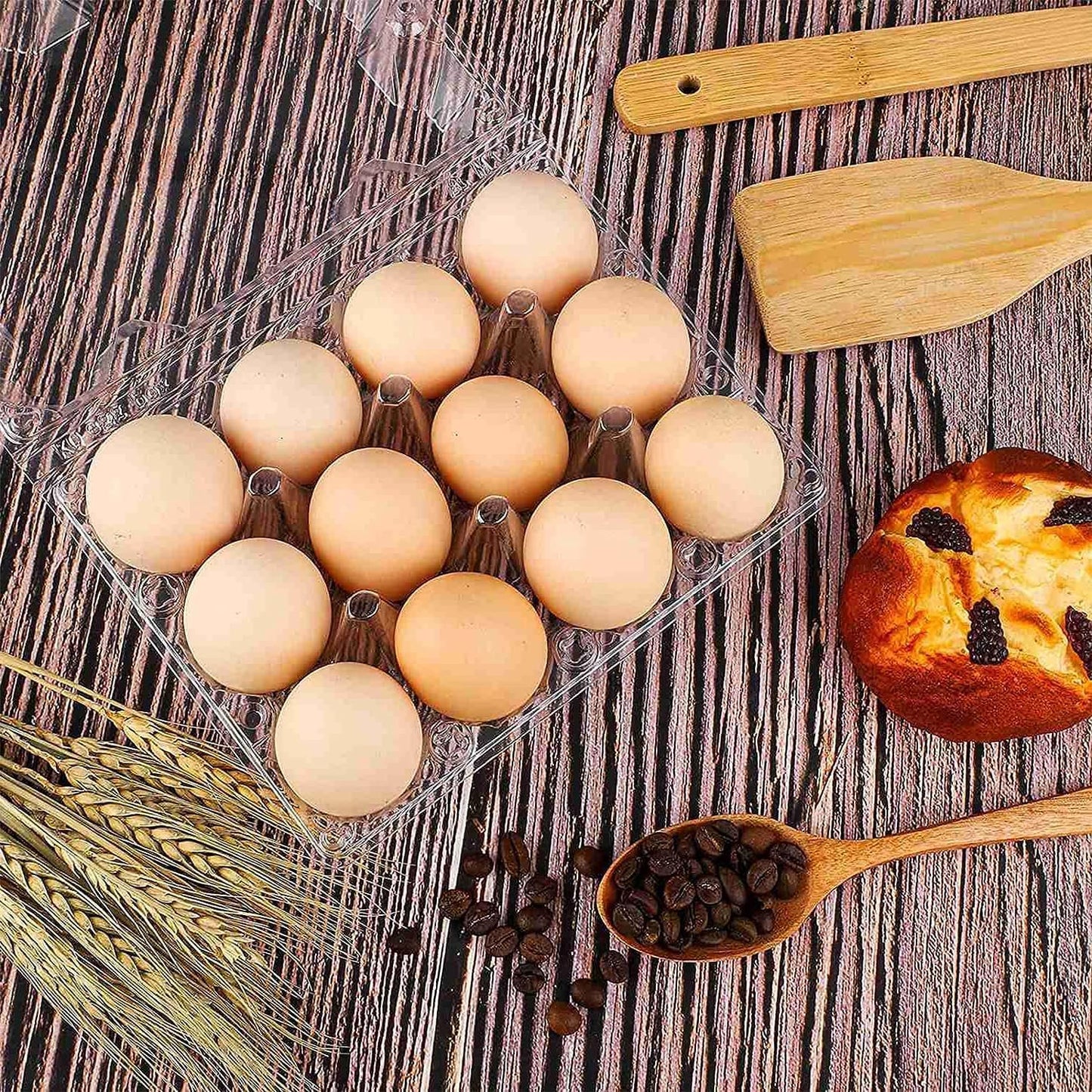 60 Pack Plastic Egg Cartons Cheap Bulk 1 Dozen Clear Empty Egg Cartons for Chicken Eggs, Reusable Egg Containers for Home Ranch Chicken Farm, Commercial Business Market Display, 3x4 Grids, Large