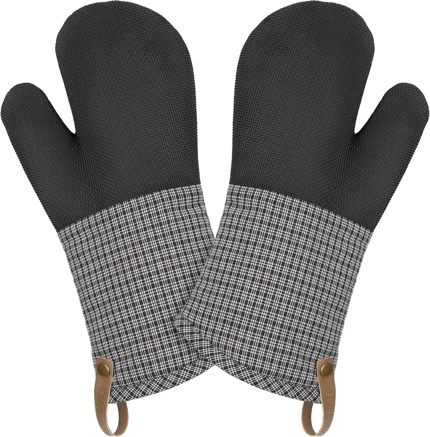 Cuisinart Heritage Kitchen Oven Mitts – Heat-Resistant Kitchen Mitts for Oven with Non-Slip Neoprene Palm, Long Cuff, and Cotton Filling – Durable Oven Gloves for Cooking, Baking, & Grilling