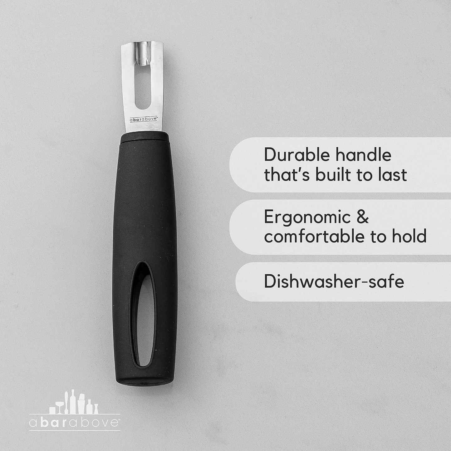 A Bar Above White Handle Stainless Steel Channel Knife, Professional Garnish Peeler for Citrus, Cocktail Zester and Kitchen Tool for Chefs, Bartenders, and Home Entertaining