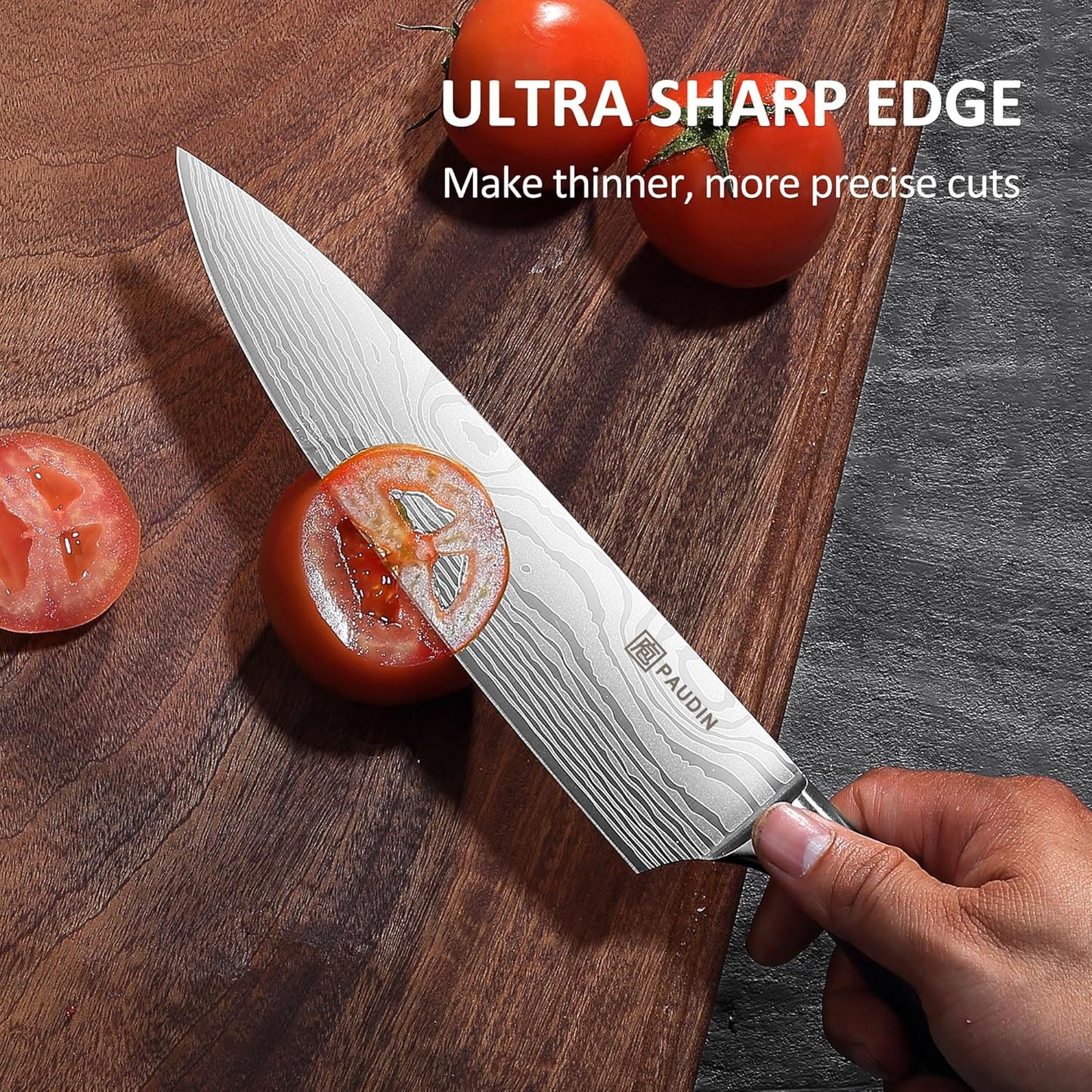 PAUDIN Chef Knife Set, 7 Pieces Kitchen Knife Set, High Carbon Stainless Steel, Ultra Sharp Knife Set, Professional Knives Set for Kitchen with Pakkawood Handle