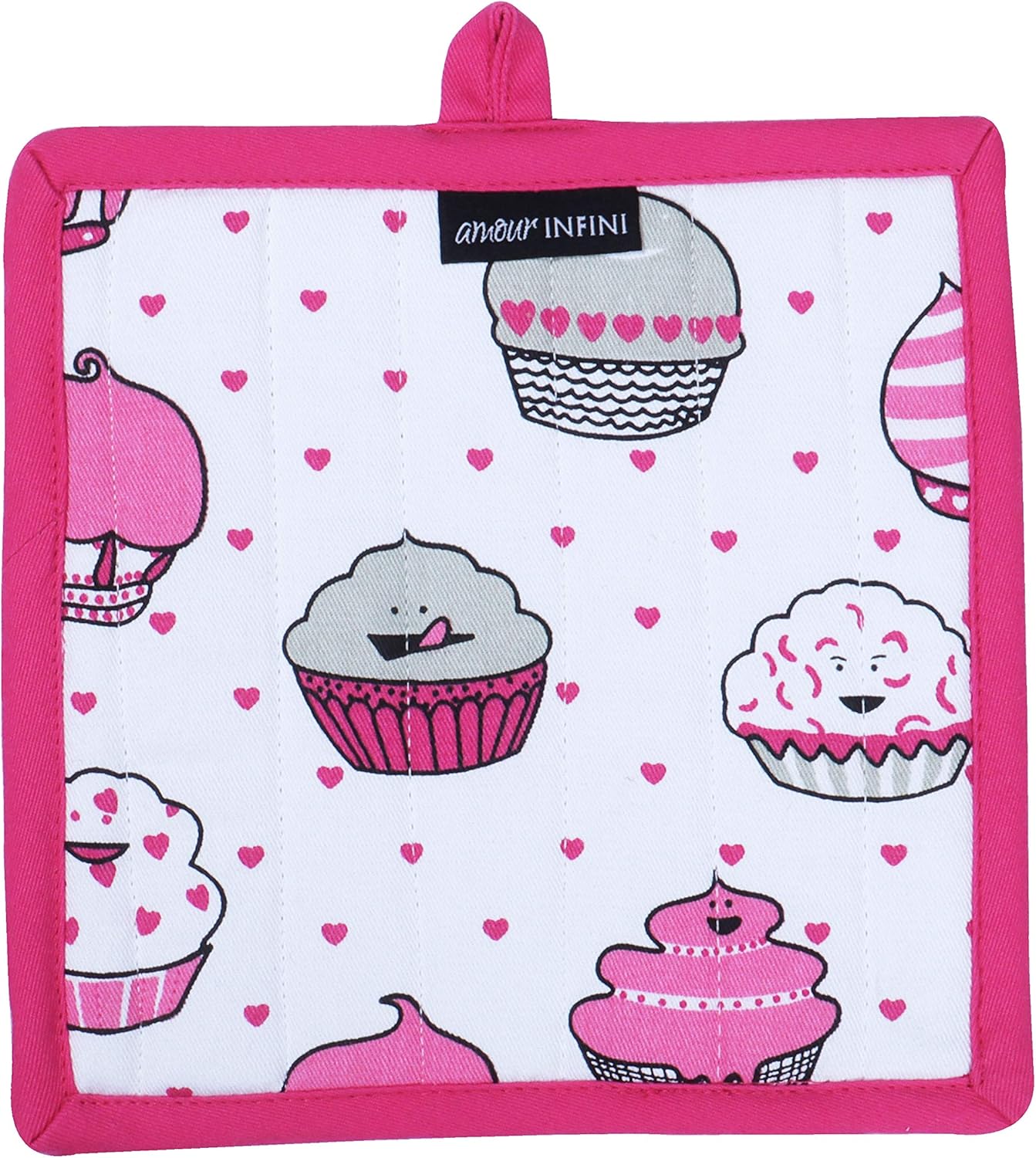 AMOUR INFINI Pot Holders and Oven Mitt Heat Resistant Non Slip Reusable Set of 1 Oven Mitt and 1 Pot Holder Oven Gloves Pot Holder for Cooking