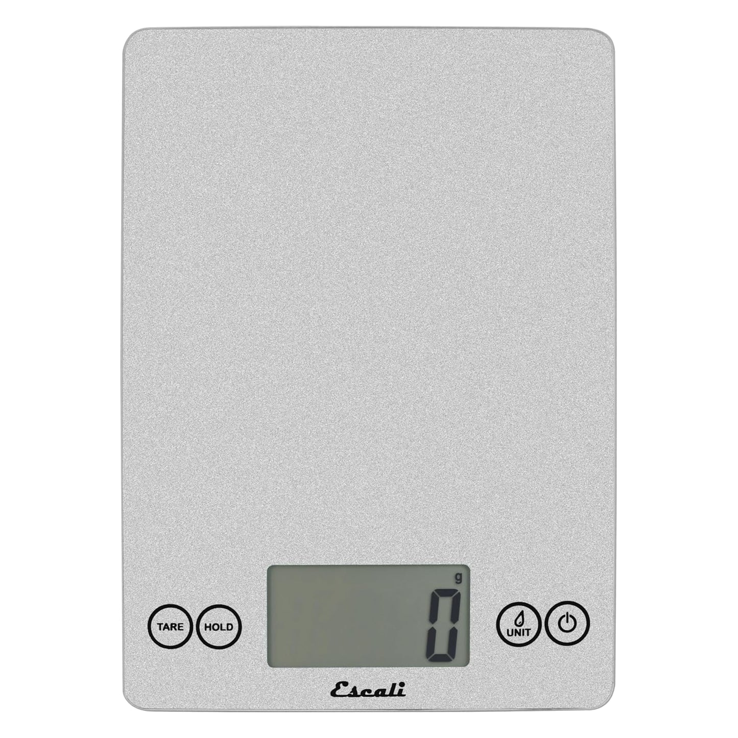 Escali Arti Glass Food Scale Digital Countertop Kitchen, Baking and Cooking Scale with Nutrition and Calorie Counter, 15-Pound Capacity, 9" x 6.5" x .75", Shiny Silver