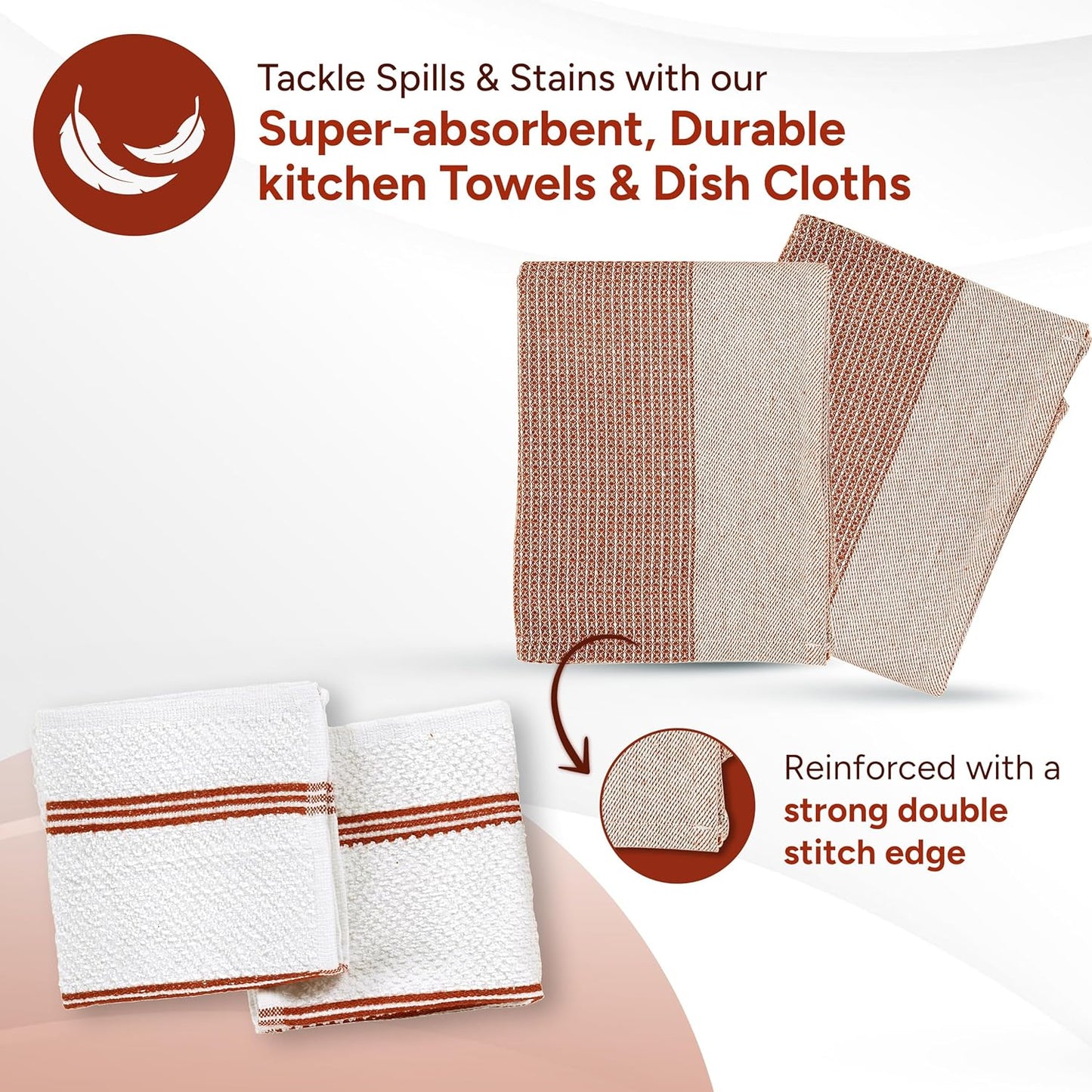 Casa Platino Potholders for Kitchens, 8-Piece – 500°F Heat Resistant Oven Mitts and Pot Holders, Mini Oven Mitts with Silicone Grip, 2 Kitchen Towels & 2 Dish Cloths – Durable & Non-Slip – Canyon Rose