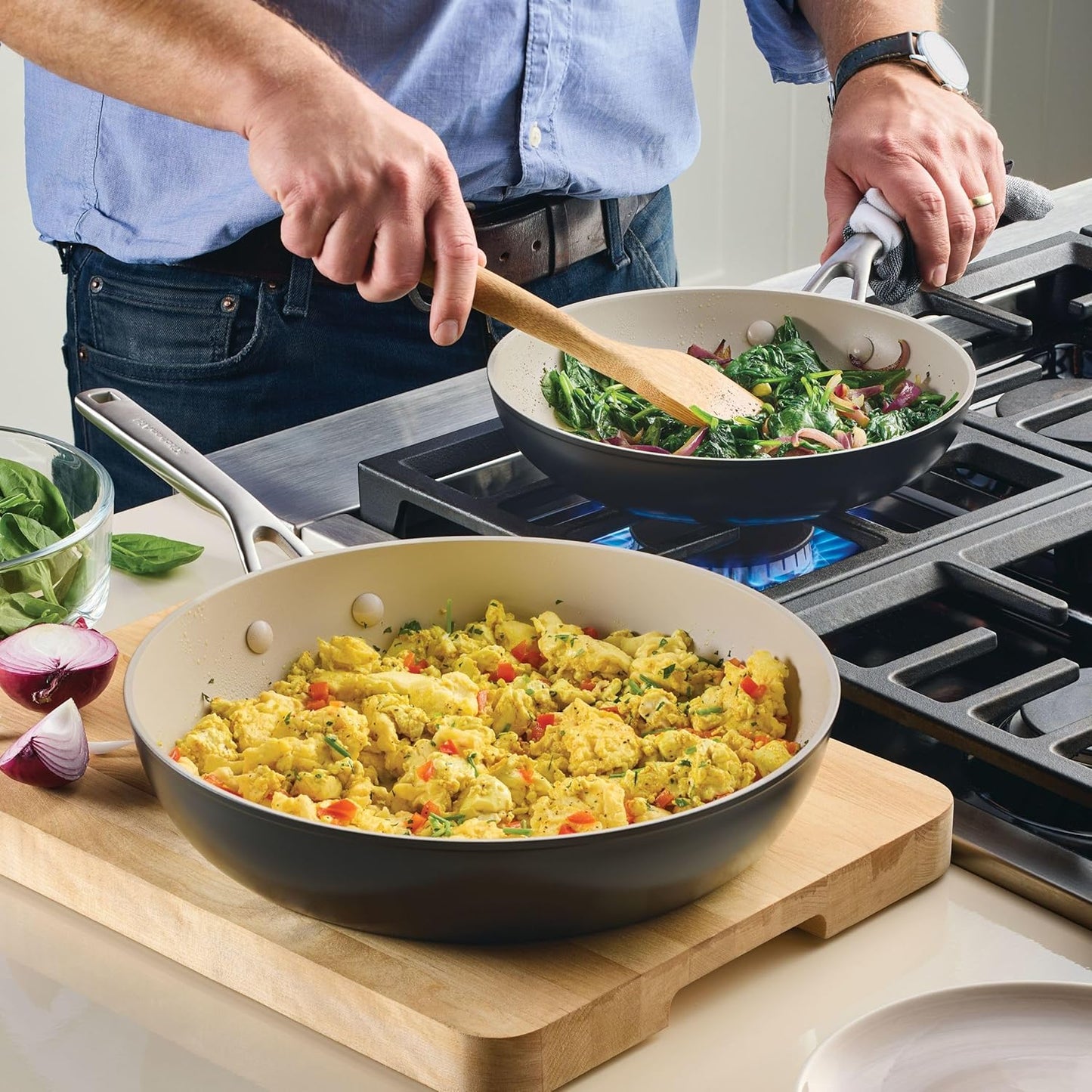 KitchenAid Hard Anodized Ceramic 9-Piece Nonstick Cookware Set – Includes Fry Pans, Saucepan, Stockpot, Durable, Even Heating, Oven Safe to 500°F, Matte Black