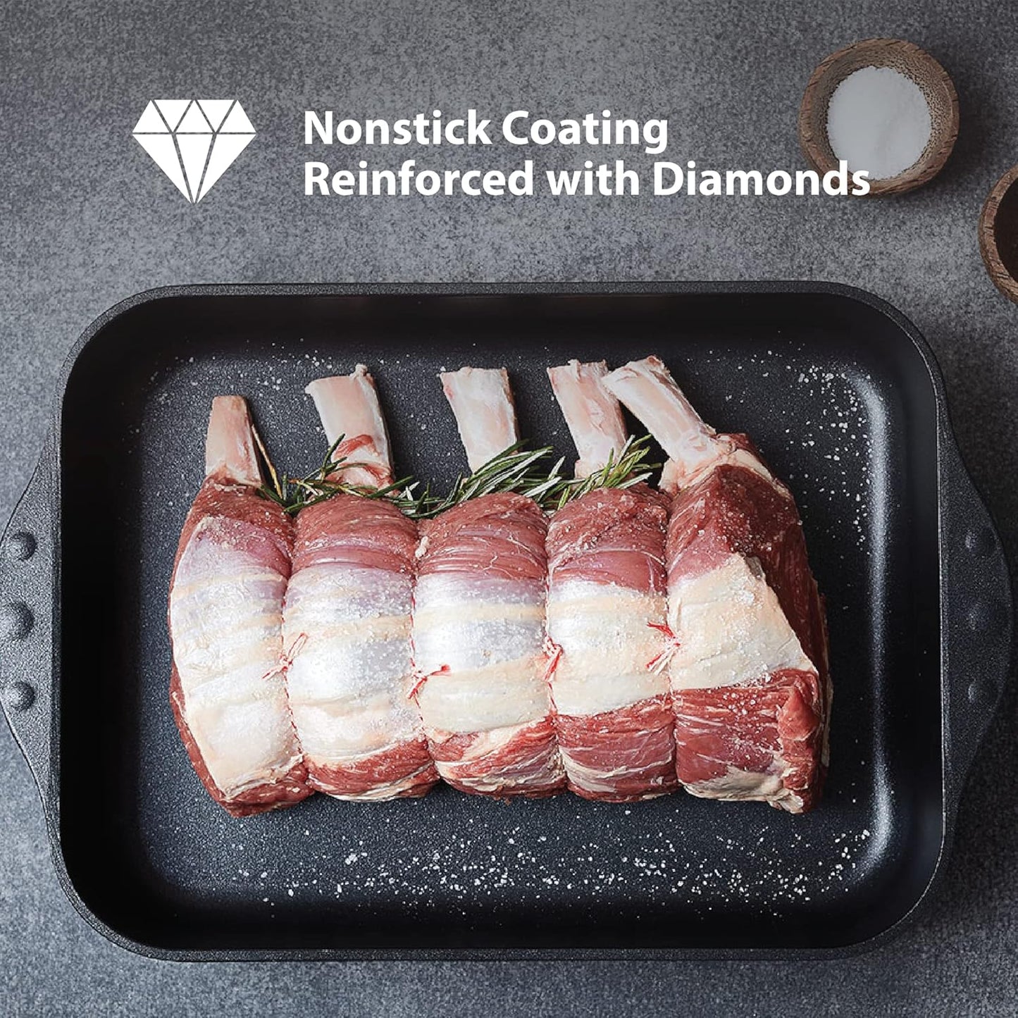 Swiss Diamond 10 Piece Nonstick Cookware Set - Diamond Enforced Aluminum Non Stick Pots and Pan Set, Dishwasher Safe and Oven Safe Pans Set, Grey