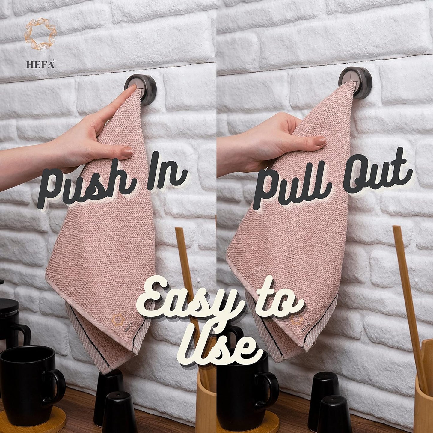 HEFA Towel Holder, Towel Hooks, Dish Towel Holder, Kitchen Organization, Bathroom Accesories, Kitchen Towel Hook, Kitchen Towel Holder, Hand Towel Holder, Kitchen Gadgets 4 Pack, Smoky Midnight