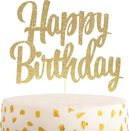 Happy Birthday cake topper - 1/10/13/15/16th gold cake topper, 1st/21st birthday party cake Happy Birthdays,30/40/50/60/70/80/90/100th happy birthday cake topper