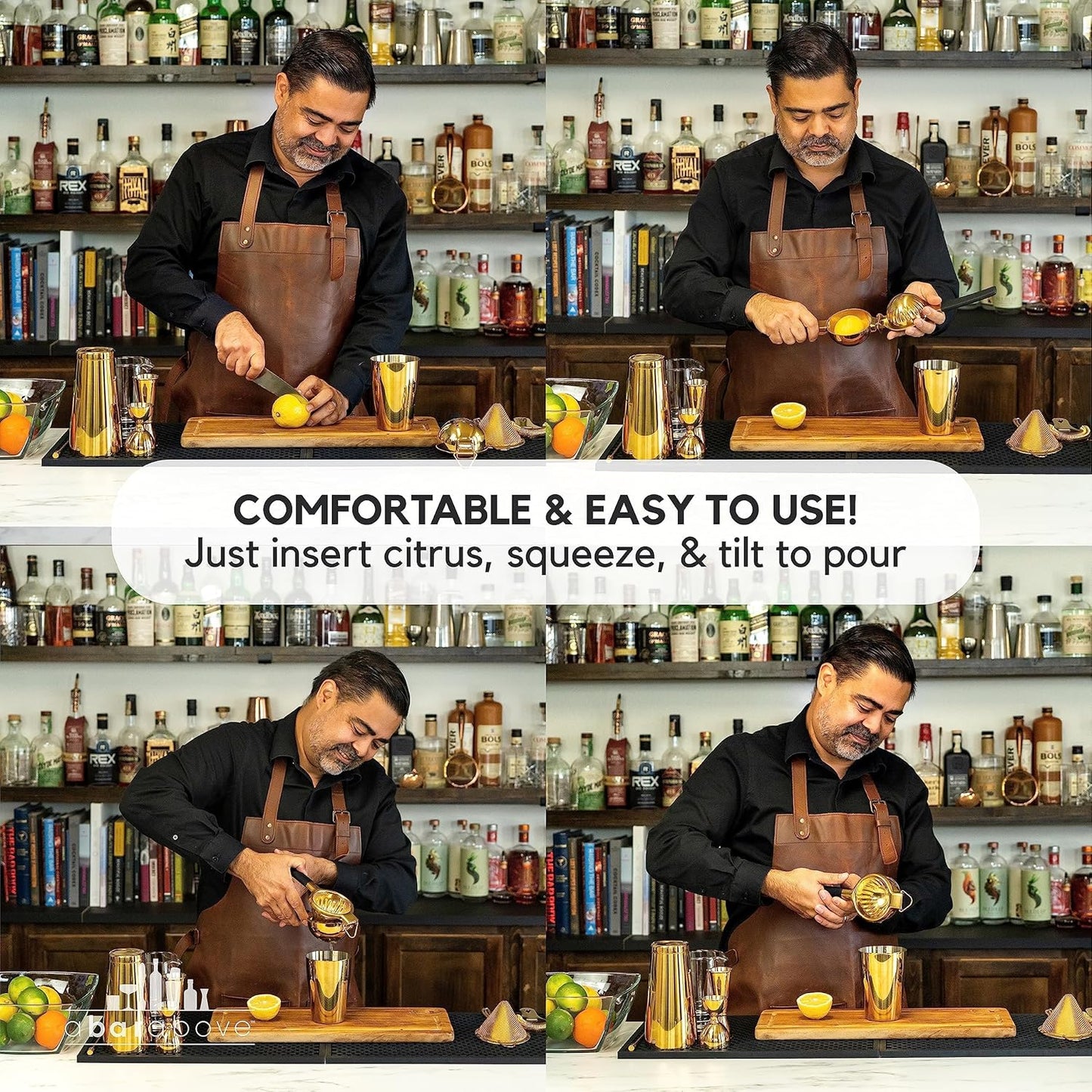 A Bar Above Stainless Steel Hand Juicer, Heavy Duty Citrus Press for Cocktails, Fruit Juice Squeezer for Lemons, Limes, and Oranges, Manual Juicer for Bartenders, Home Bars, and Mixology Kits