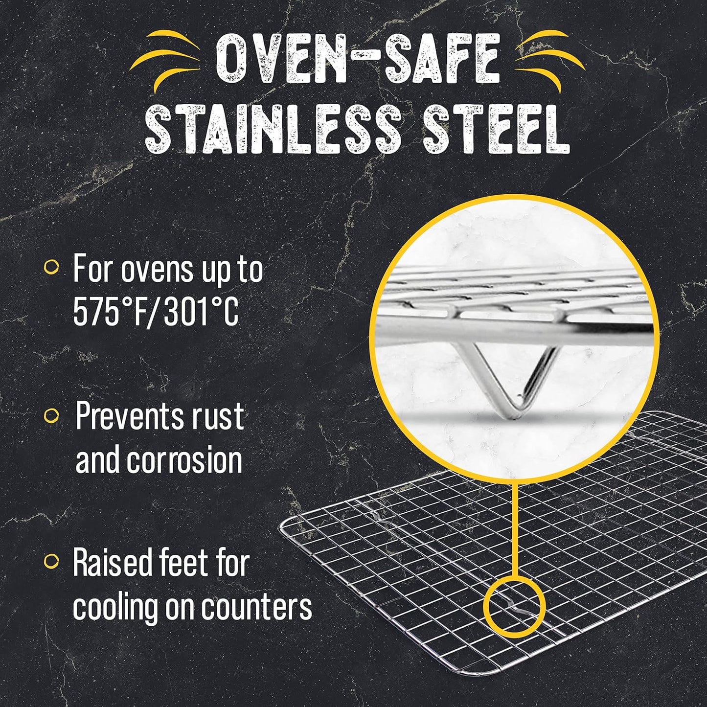 Checkered Chef Cooling Rack for Cooking and Baking - 10" x 15" Set of 2 Stainless Steel, Oven Safe Grid Wire Cookie Cooling Racks